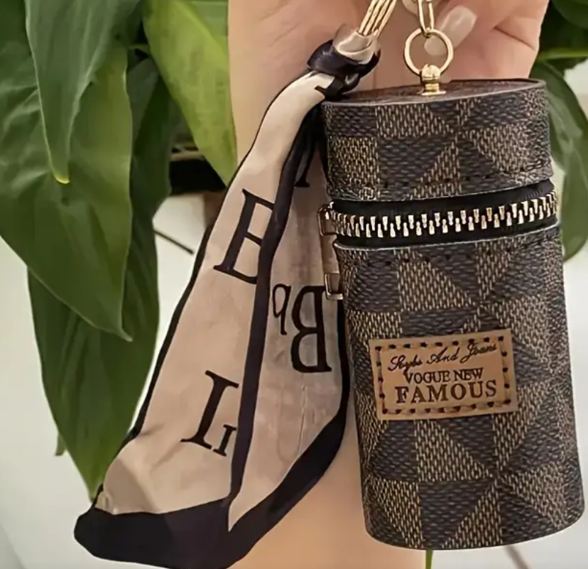 Fashion Mini Vintage Wallet with Scarf Embellishment - Portable Zipper Lipstick Bag, Women'S Fashion Accessories