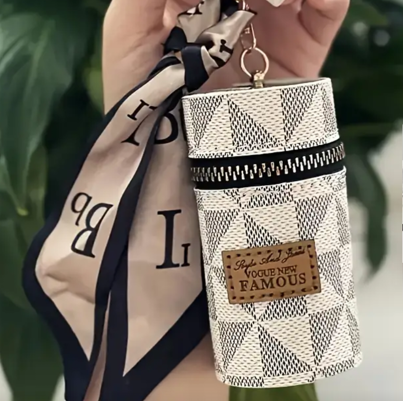 Fashion Mini Vintage Wallet with Scarf Embellishment - Portable Zipper Lipstick Bag, Women'S Fashion Accessories