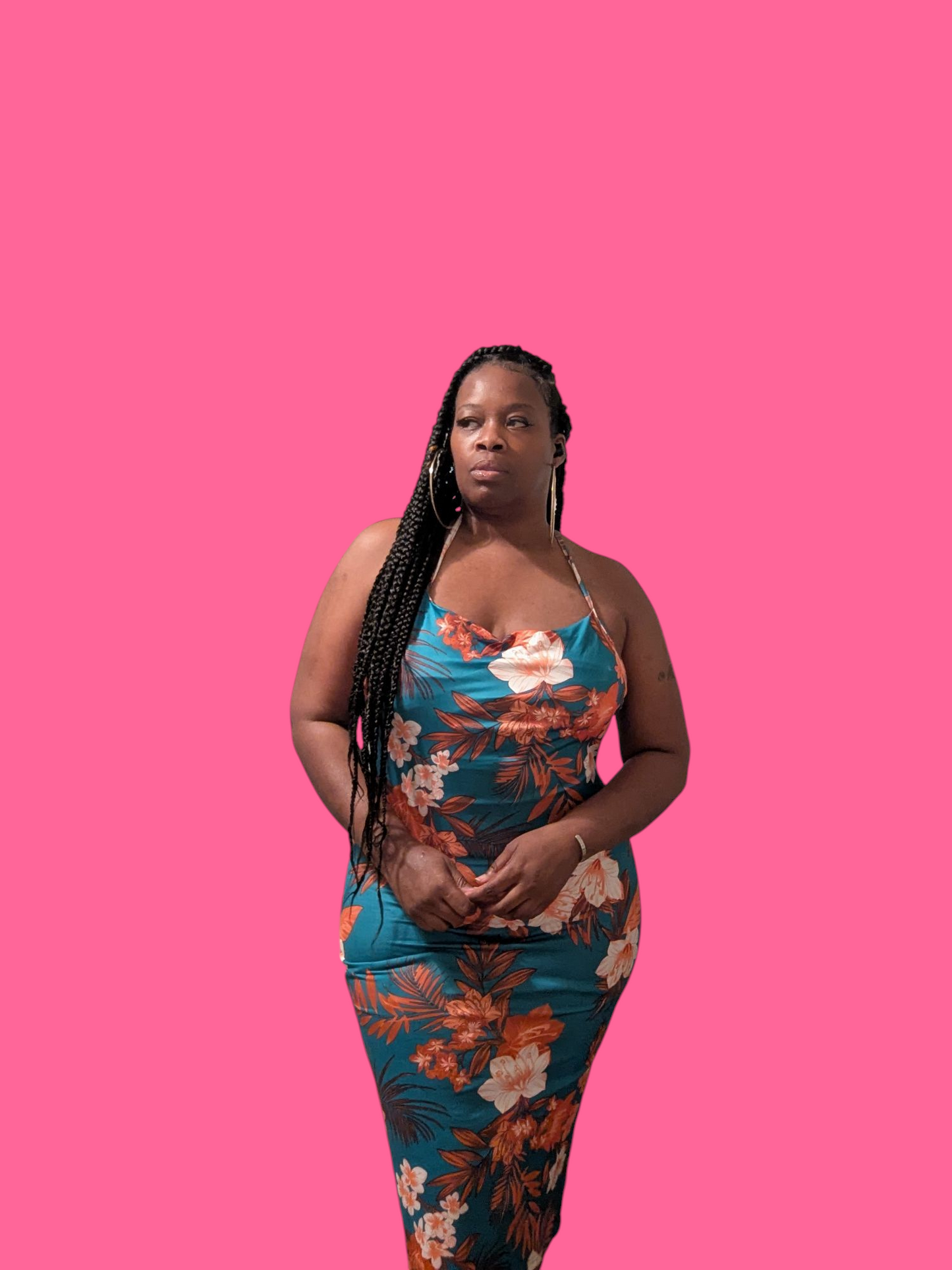 Elegant Floral Print Bodycon Midi Dress