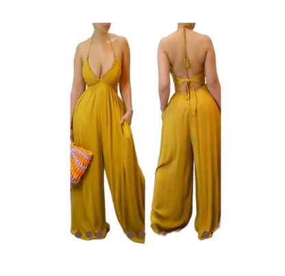 Halter Jumpsuit with Pockets