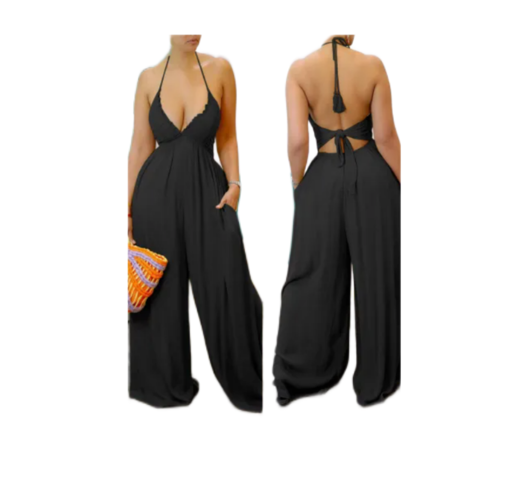 Halter Jumpsuit with Pockets